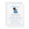 Blue Owl with Moustache Baby Shower Invitation
