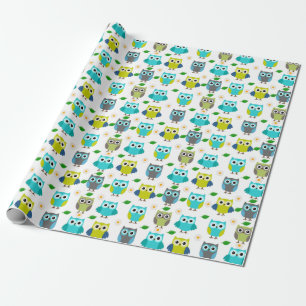 Blue Owl Wrapping Paper