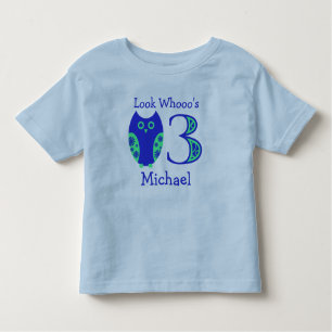 Blue Owls 3rd Birthday Personalised T-Shirt