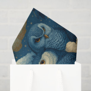 Blue Owls and Starry Night Clouds Nursery Decor Tissue Paper