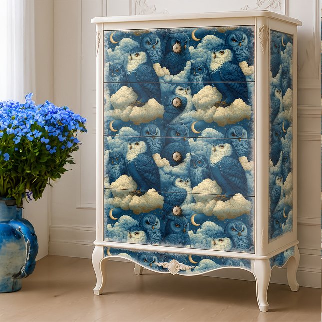 Blue Owls and Starry Night Clouds Nursery Decor Tissue Paper (Creator Uploaded)