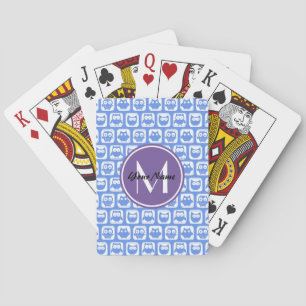 Blue Owls Custom Monogram Playing Cards