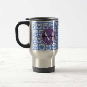 Blue Owls Custom Monogram Travel Mug
