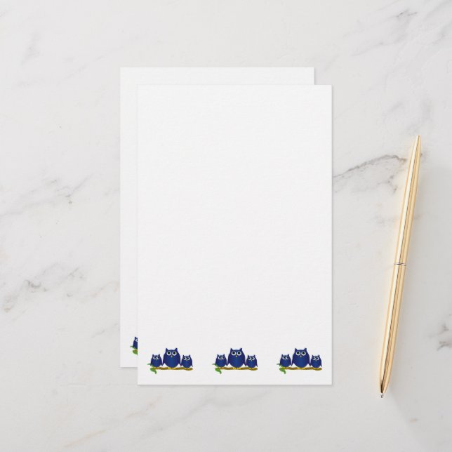 Blue Owls Design Stationery (Front/Back In Situ)