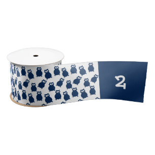 Blue Owls Second Birthday Party Satin Ribbon