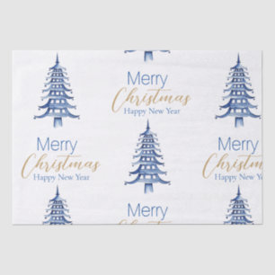 Blue Pagoda Christmas Tree Tissue Paper