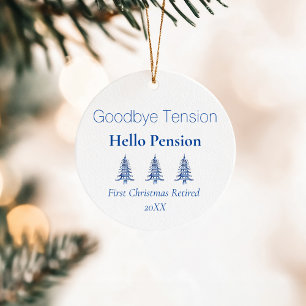 Blue Pagoda Christmas Trees Retirement 1-Photo Ceramic Tree Decoration