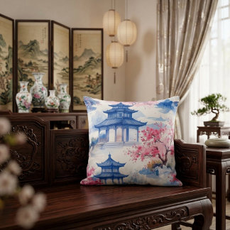 Blue Pagoda Cushion