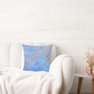 Blue paint colour splash art cushion