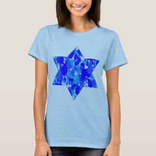 Blue Paint Splatter Jewish Star T-Shirt