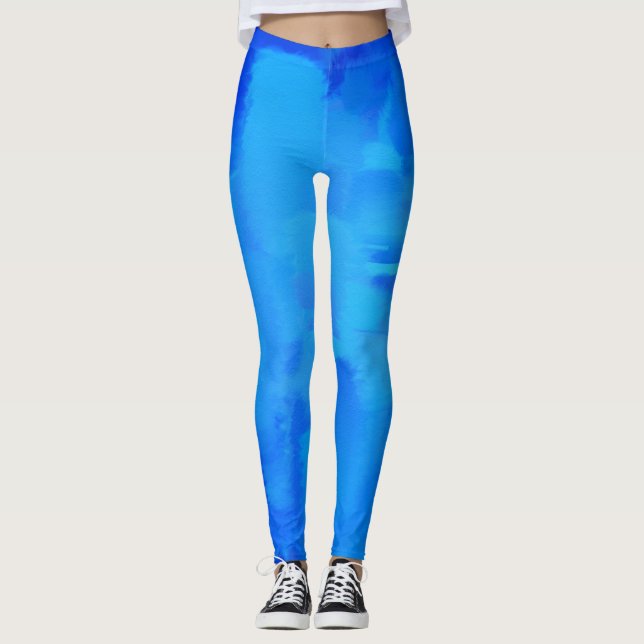Blue Paint Splatter Leggings (Front)