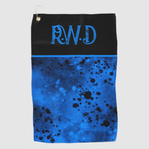 Blue Paint Splatter Monogram Golf Towel