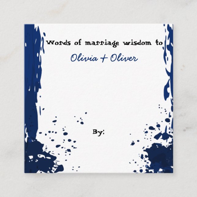 Blue Paint Splatter - Words of Marriage Wisdom - Enclosure Card (Front)
