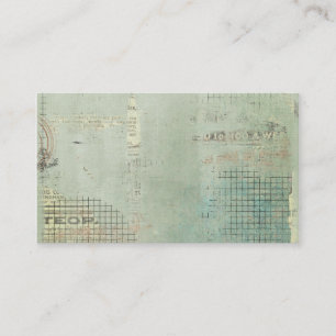 blue paint vintage Newspaper STamped collage Business Card