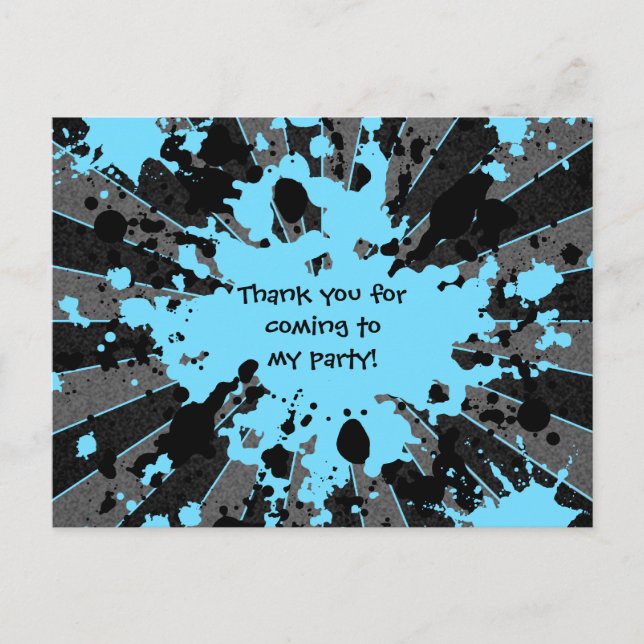 Blue paintball birthday postcard (Front)