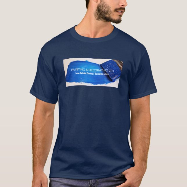 Blue Paintbrush, Painter & Decorator Advertising T-Shirt (Front)