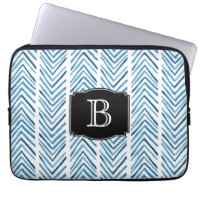 Blue Painted Chevrons Pattern with Monogram