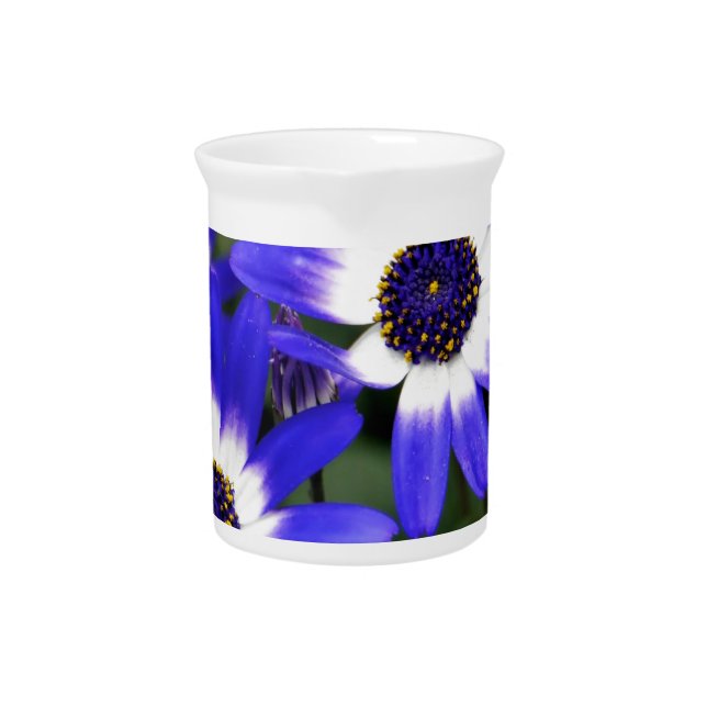 Blue Painted Daisies Pitcher (Front)
