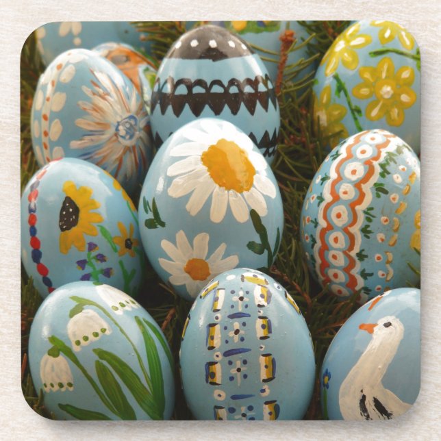 Blue Painted Easter Eggs Coaster (Front)