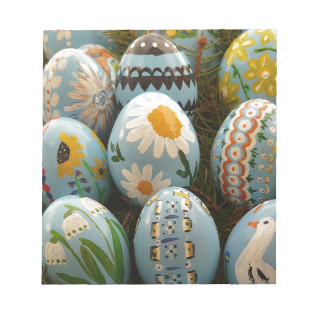 Blue Painted Easter Eggs Notepad (Front)