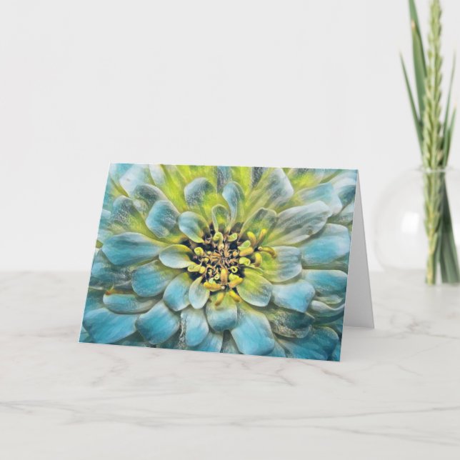 Blue Painted Flower Art Note Card (Front)