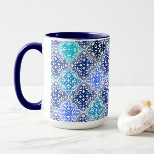 Blue Painted Moroccan Tile Pattern Mug