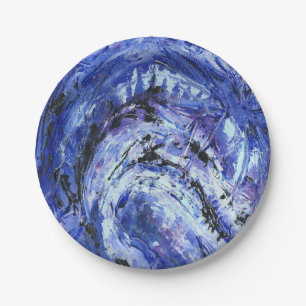 Blue Painted Paper Plate