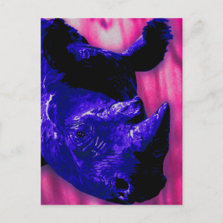 Blue painted Rhino Postcard