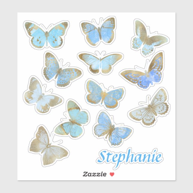 Blue Painted Sparkle Butterflies (Sheet)