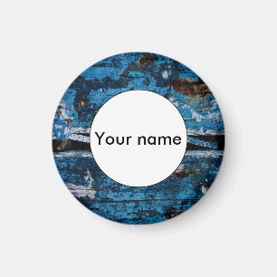 Blue painted wood magnet