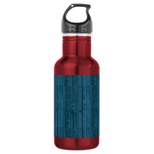 Blue painted wood planks 532 ml water bottle