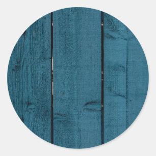 Blue painted wood planks classic round sticker
