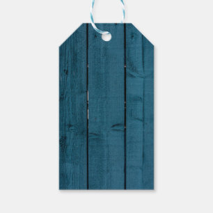 Blue painted wood planks gift tags