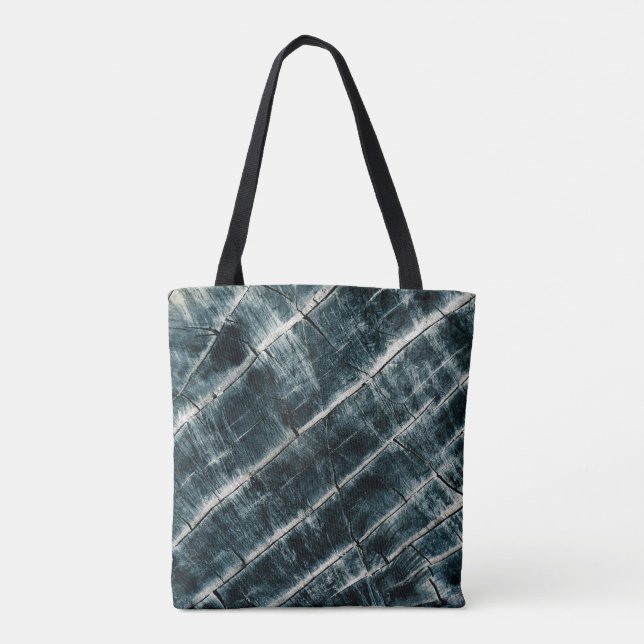 Blue Painted Wood Tote Bag (Back)