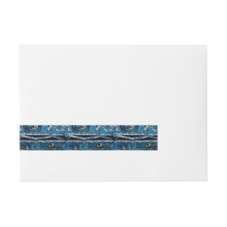 Blue painted wood wraparound address label