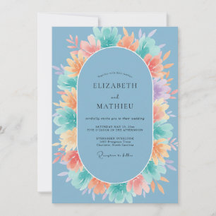 Blue Painterly Blossom Wedding Invitation