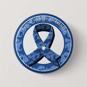 Blue Paisley Awareness Blue Ribbon 6 Cm Round Badge