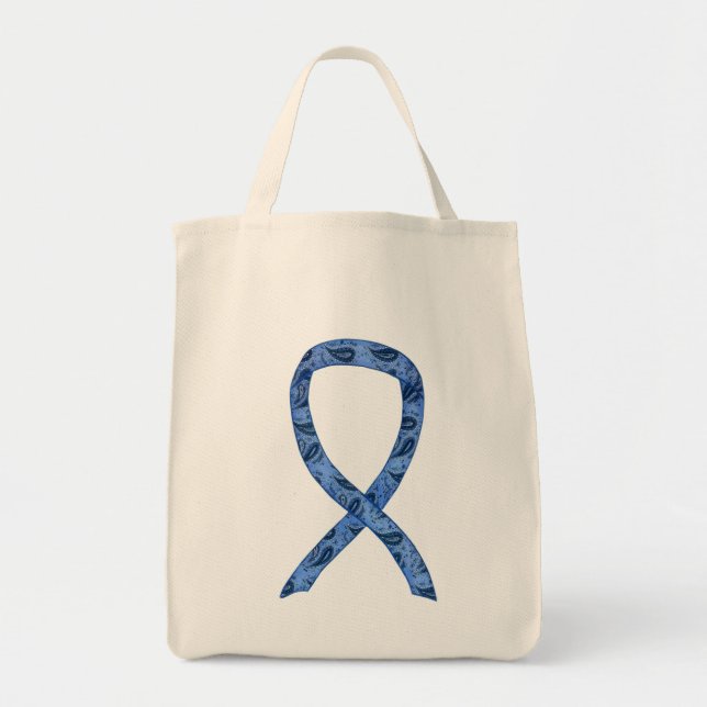 Blue Paisley Awareness Ribbon Custom Tote Bag (Front)