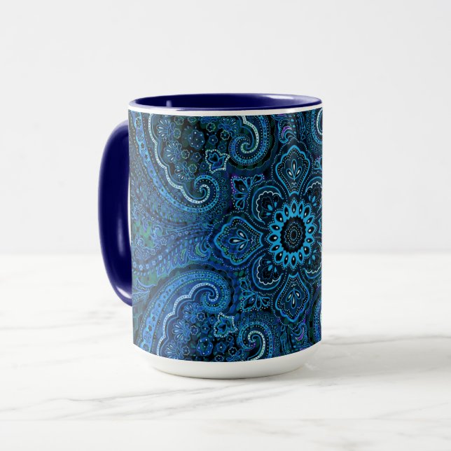 Blue Paisley Bostalgic Look Mug (Front Left)