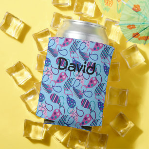 Blue Paisley Can Cooler