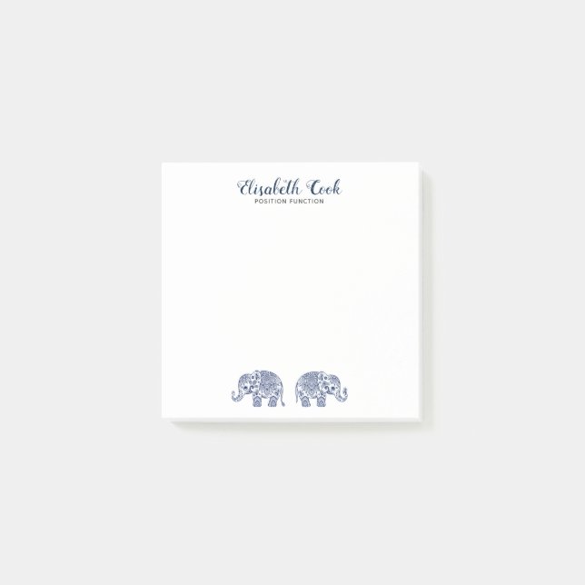 Blue Paisley Elephant Post-it Notes (Front)