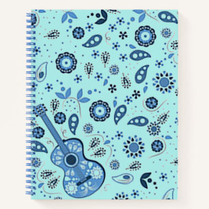 Blue Paisley Guitar Spiral Notebook 