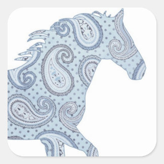 Blue Paisley Horse Square Sticker