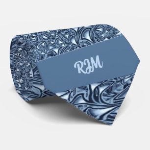 Blue Paisley Monogrammed Custom Tie