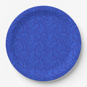 Blue Paisley Paper Plate