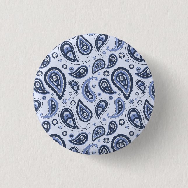 Blue Paisley Pattern 3 Cm Round Badge (Front)