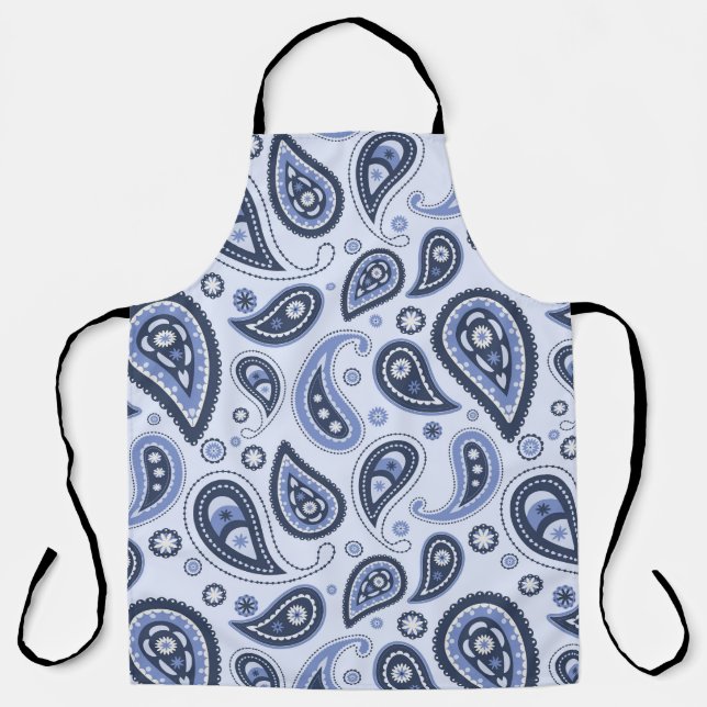 Blue Paisley Pattern Apron (Front)