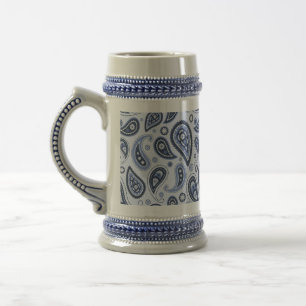 Blue Paisley Pattern Beer Stein