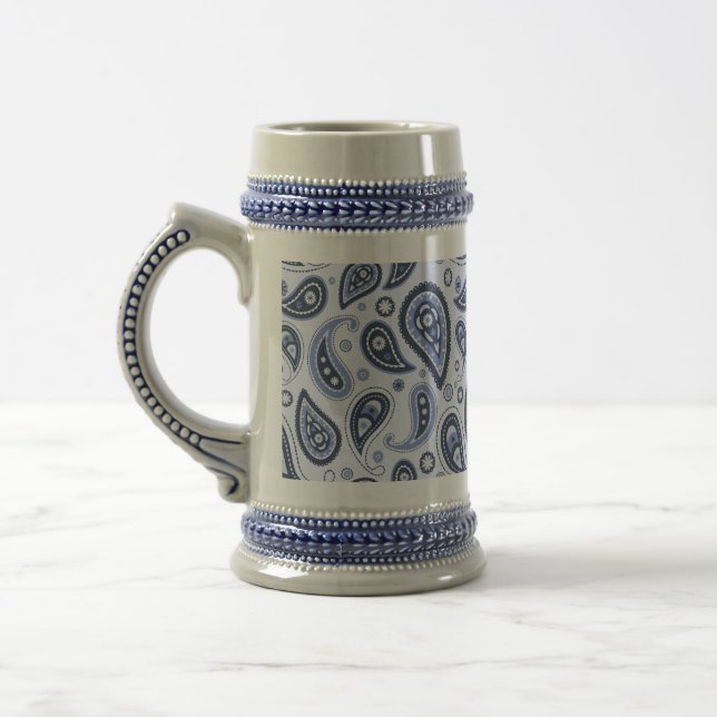 Blue Paisley Pattern Beer Stein (Left)