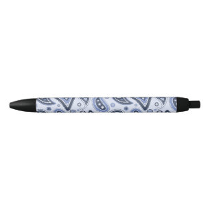 Blue Paisley Pattern Black Ink Pen